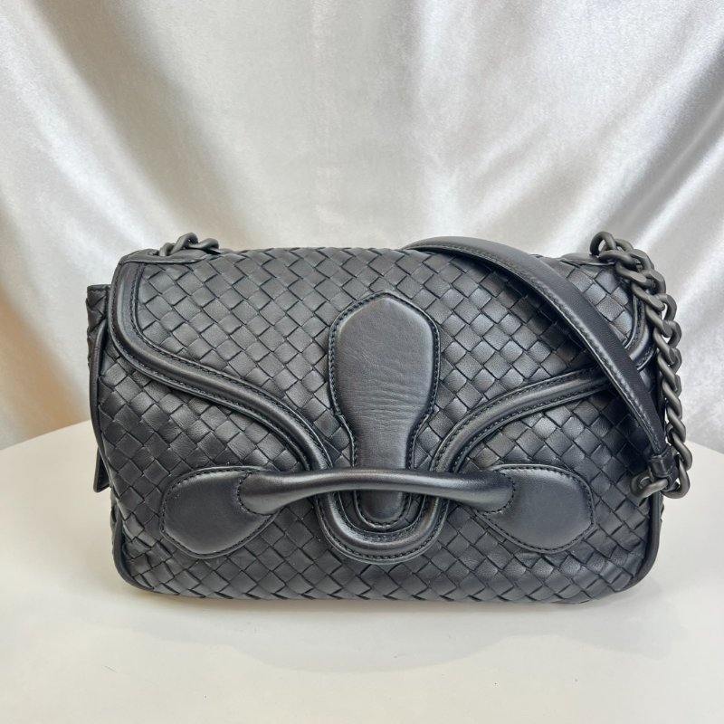 BV 黑編織單肩鍊條包-0