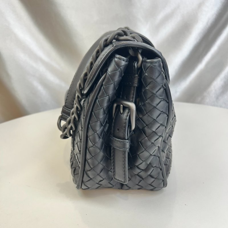 BV 黑編織單肩鍊條包-2