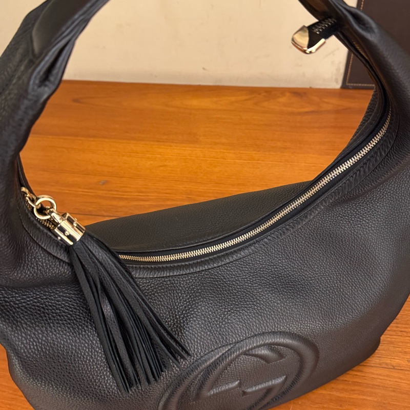 Gucci黑色皮革soho肩背包-20