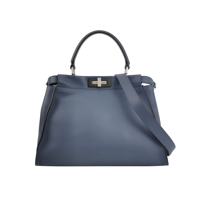 Fendi Peekaboo 躲貓貓 中號 牛皮 純色 扭鎖 單肩包-0