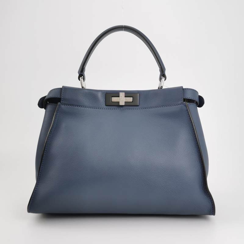 Fendi Peekaboo 躲貓貓 中號 牛皮 純色 扭鎖 單肩包-4