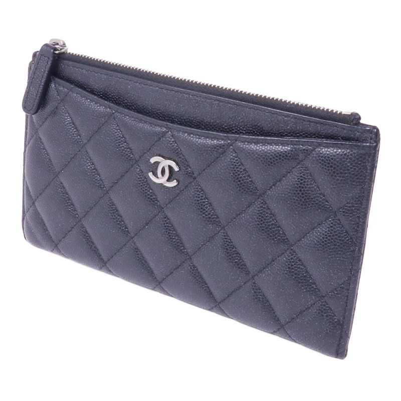 CHANEL 牛皮皮革Zipped Wallet銀扣長錢包-2