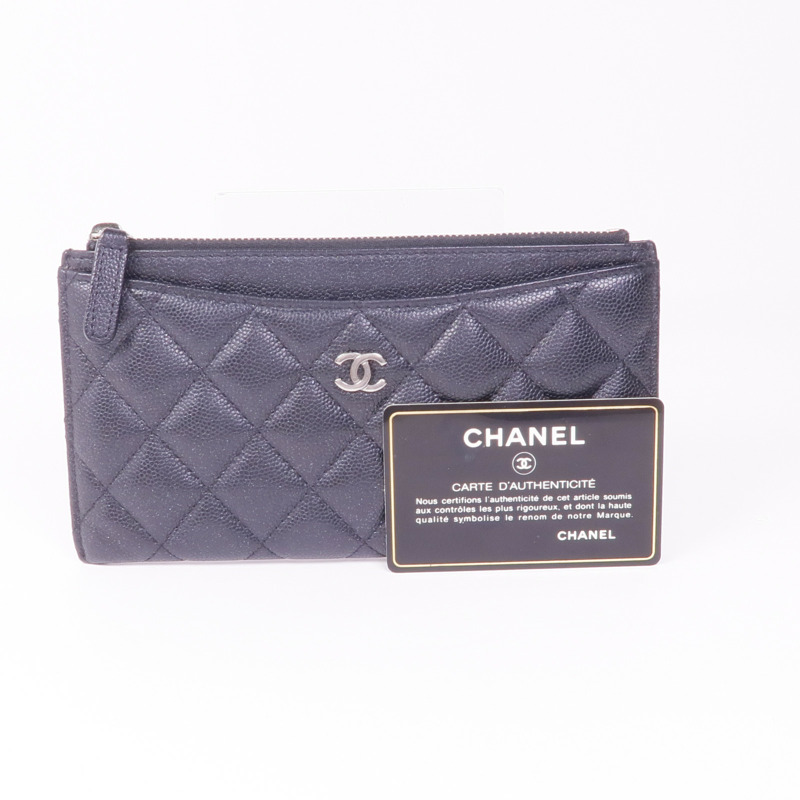 CHANEL 牛皮皮革Zipped Wallet銀扣長錢包-15