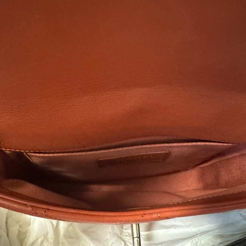 CHANEL Calfskin Quilted Small Framing Chain Bag Brown 小牛皮細號垂蓋手袋-8