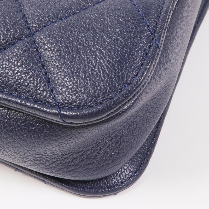 CHANEL 牛皮皮革Chain Shoulder銀扣手挽肩背兩用袋-4