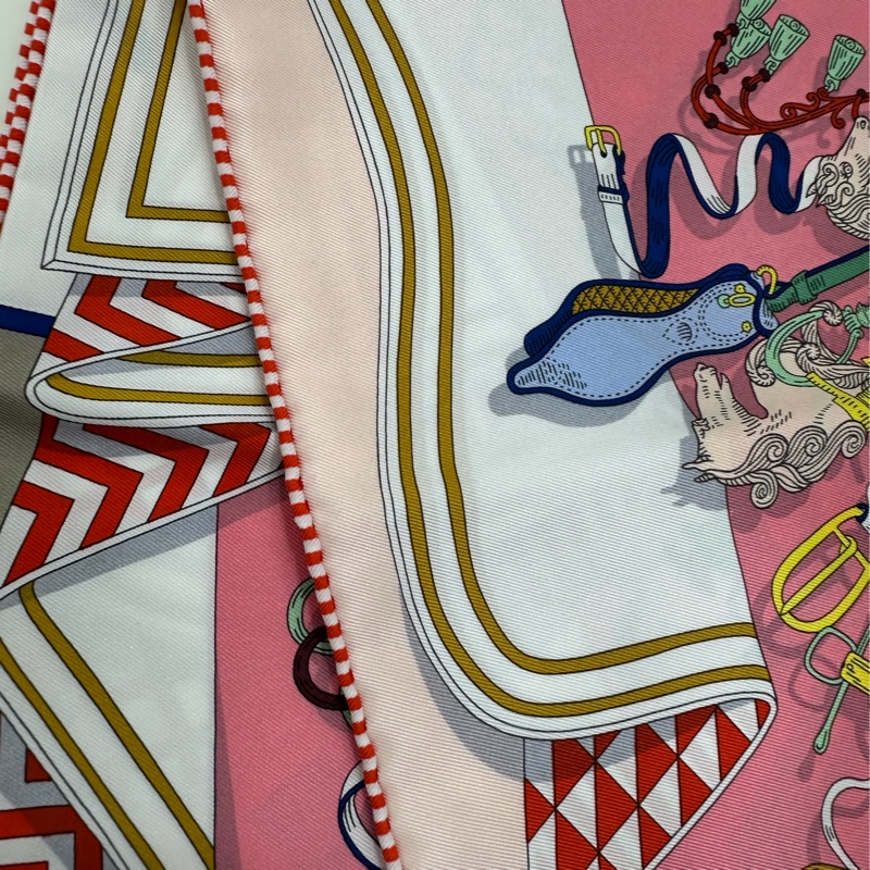 Hermes 愛馬仕25春夏「鞍具花束70*70 絲巾桑蠶絲真絲 全新-3