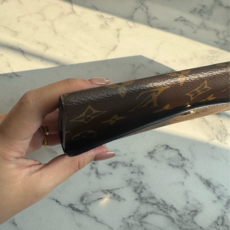 LV淺/花紋拼色釦式長夾-5