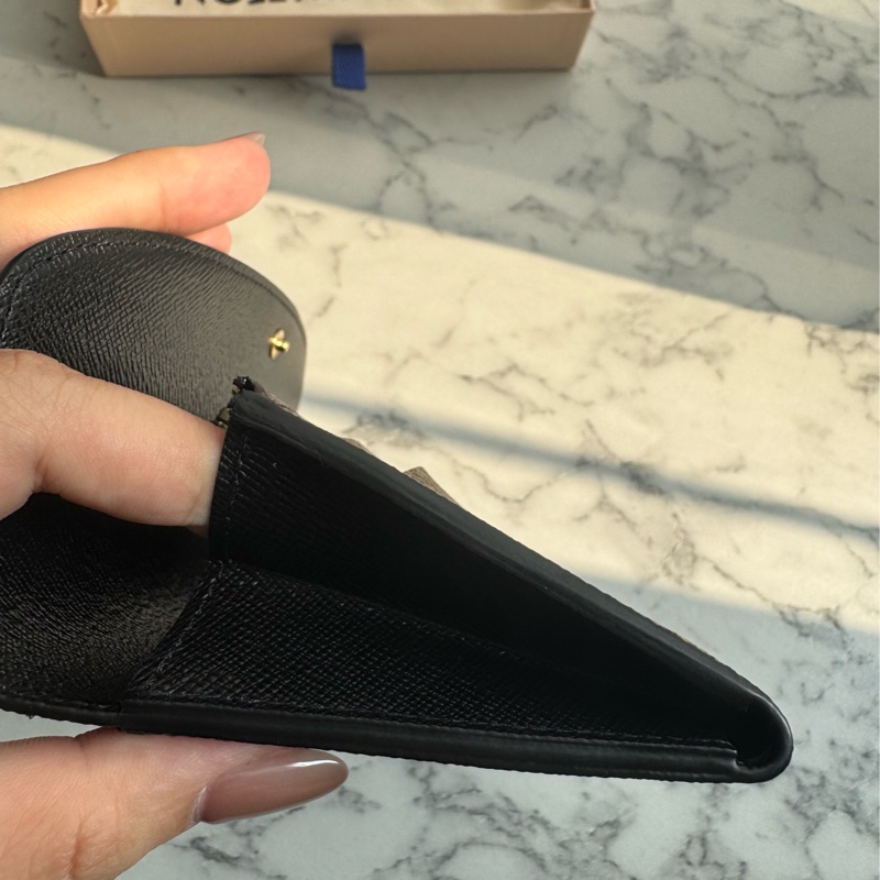 LV淺/花紋拼色釦式長夾-14