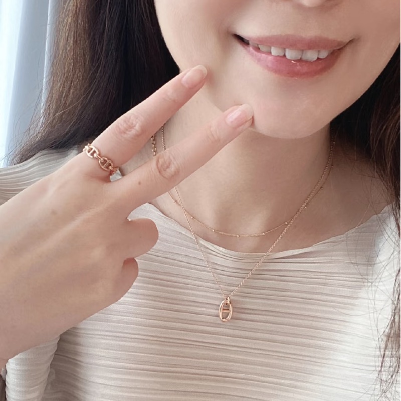 Hermes 愛馬仕豬鼻子玫瑰金 項鍊-1