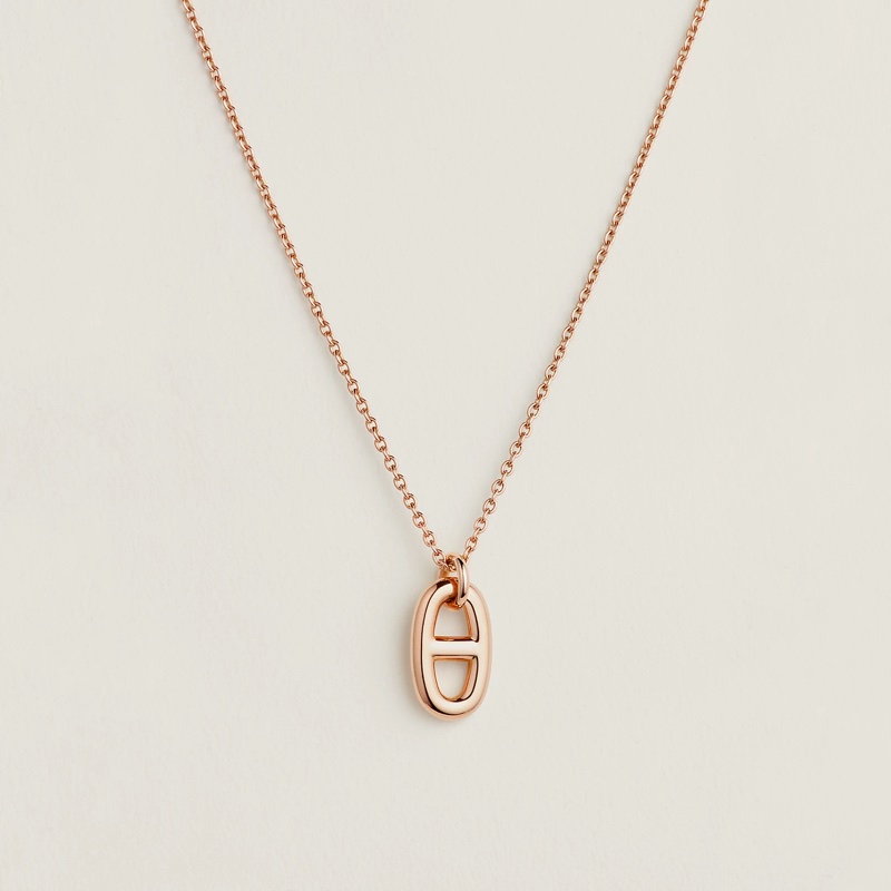 Hermes 愛馬仕豬鼻子玫瑰金 項鍊-2