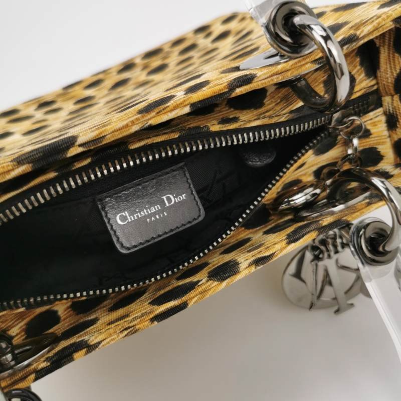 Dior Lady 戴妃包 中號 尼龍布 拼色 Logo 字母 吊飾 單肩包-7