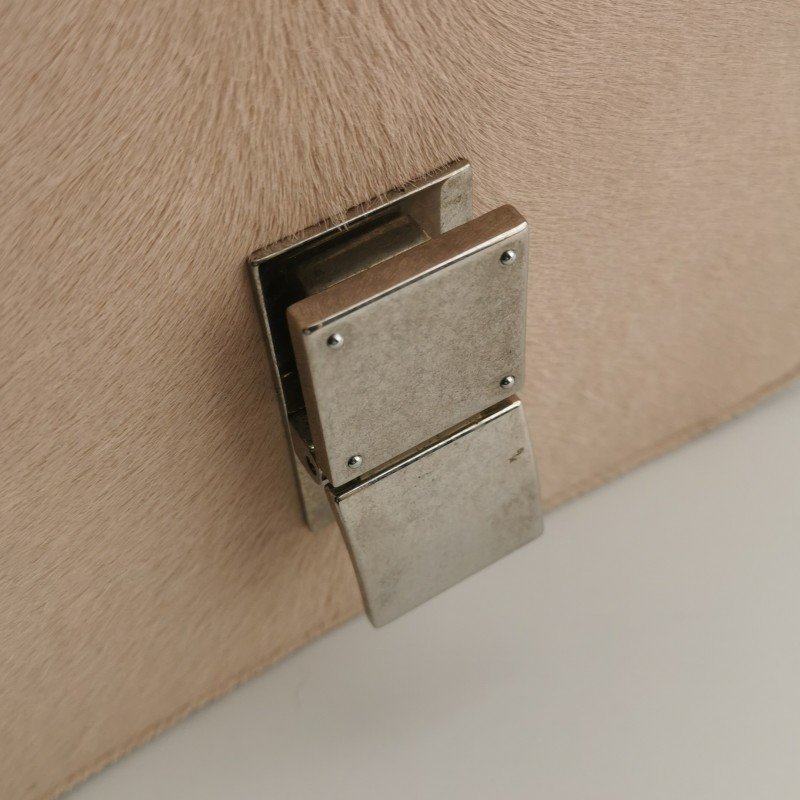 Celine Classic Box 豆腐包 中號 牛皮 馬毛 純色 按壓式 鎖扣 斜背包-9