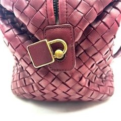 BV 酒紅色小編織波士頓側肩包-11