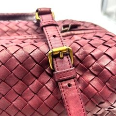 BV 酒紅色小編織波士頓側肩包-13