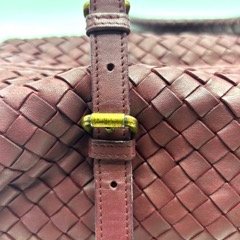 BV 酒紅色小編織波士頓側肩包-14