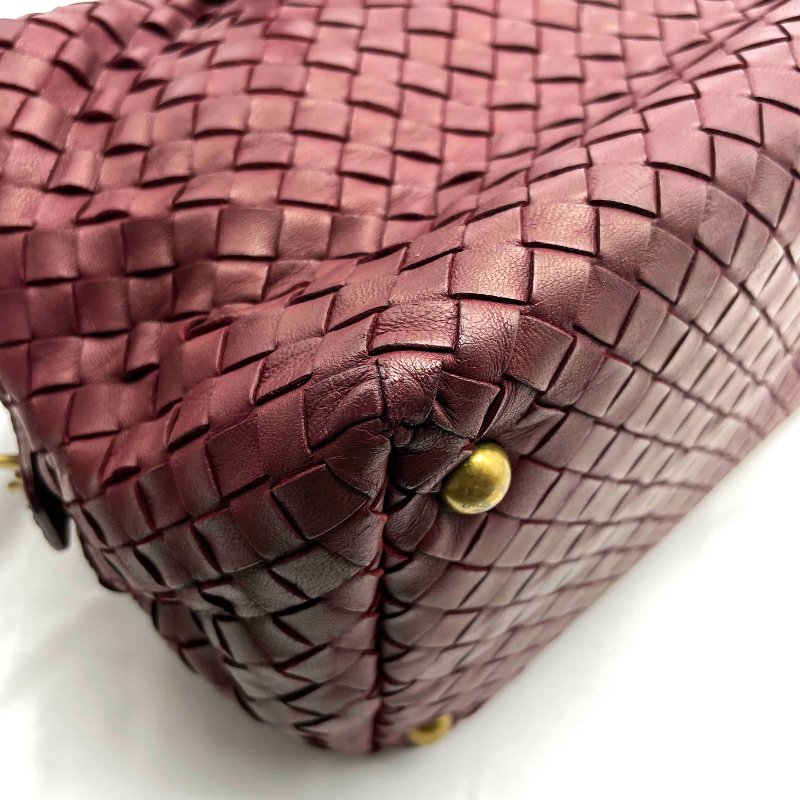 BV 酒紅色小編織波士頓側肩包-2