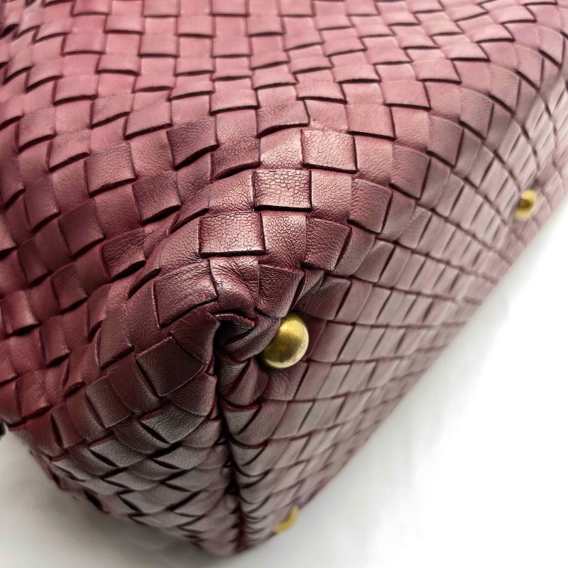 BV 酒紅色小編織波士頓側肩包-4