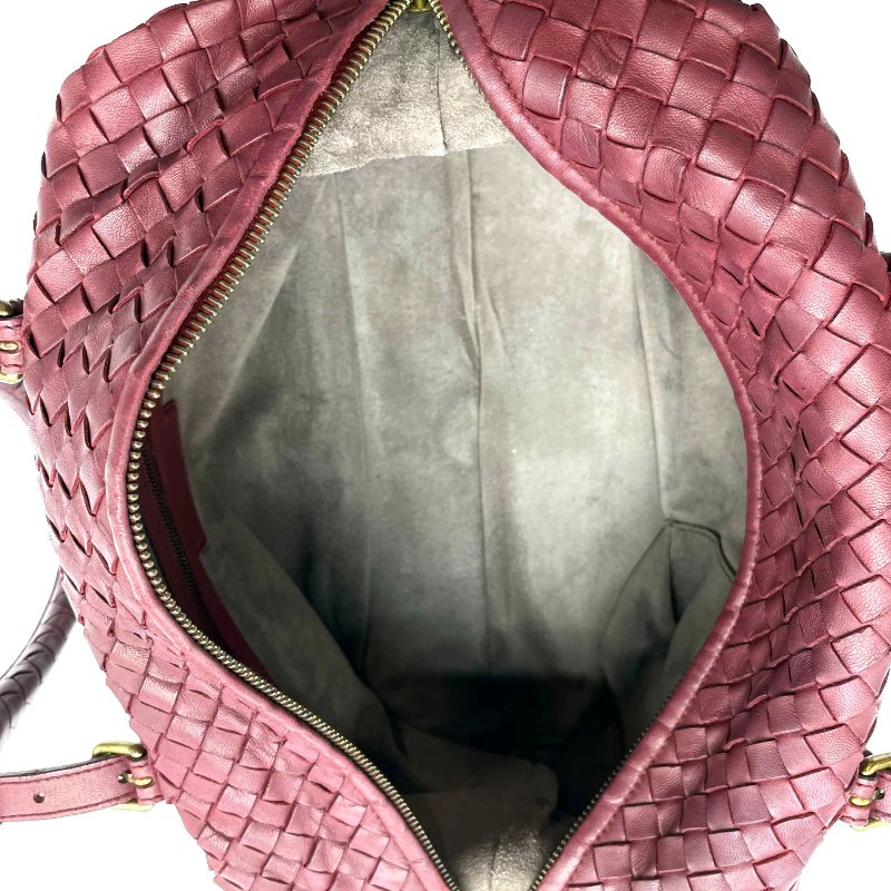 BV 酒紅色小編織波士頓側肩包-8