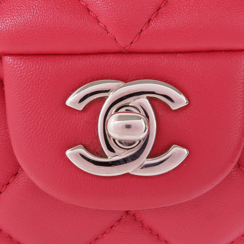 CHANEL 羊皮皮革Chain Shoulder銀扣鏈帶肩背袋-5