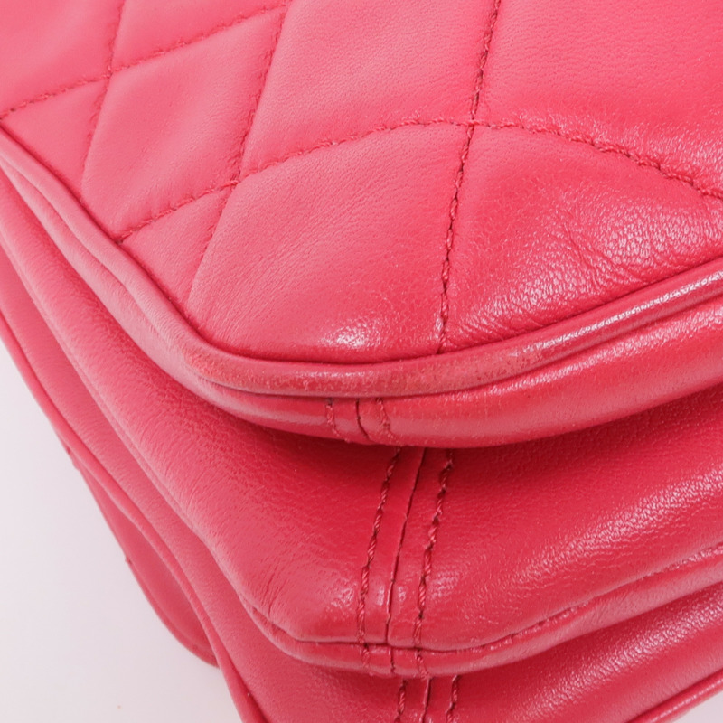 CHANEL 羊皮皮革Chain Shoulder銀扣鏈帶肩背袋-9