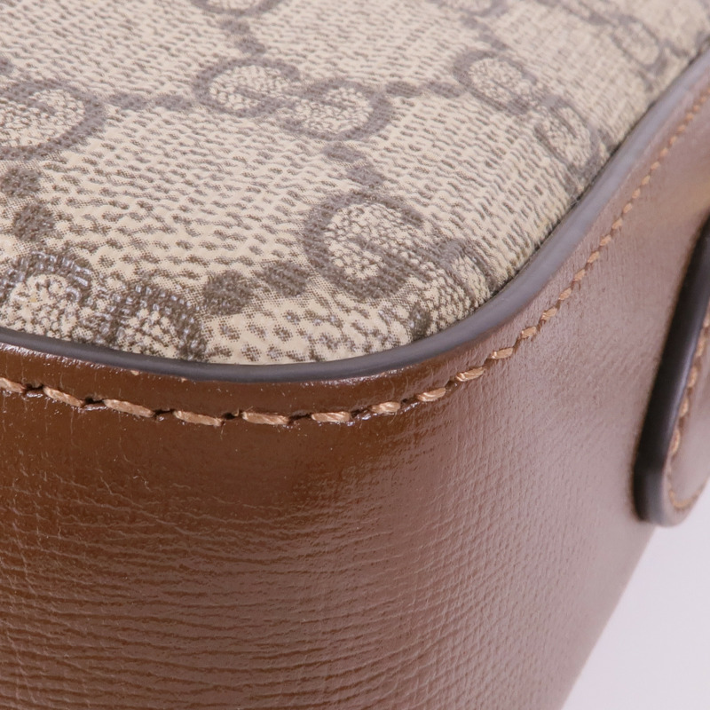 GUCCI 塗層帆布/皮革Horsebit 1955金扣肩背袋-6