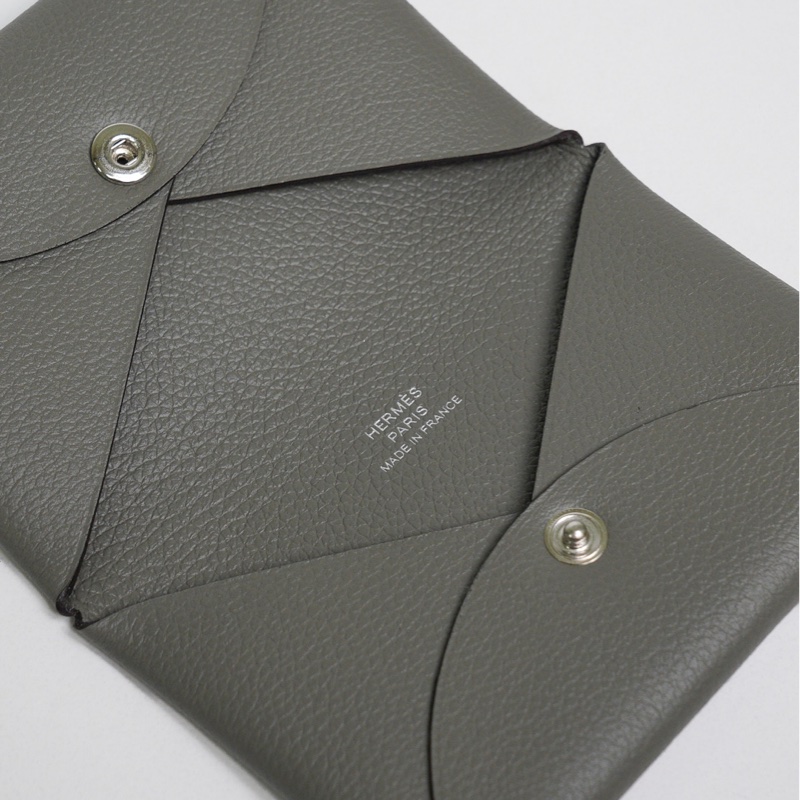 Hermes Calvi Card holder 大象灰-3