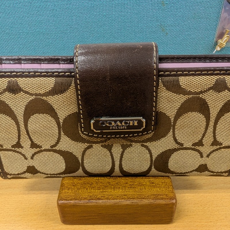 COACH 蔻馳 經典長夾 釦式皮夾女夾 (內裡紫)-3