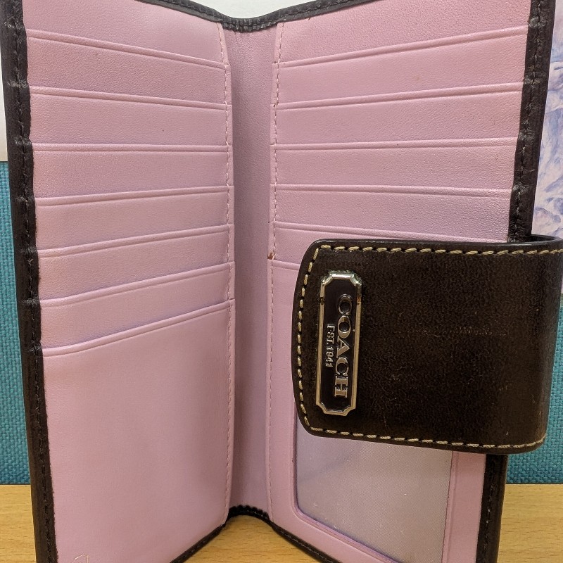 COACH 蔻馳 經典長夾 釦式皮夾女夾 (內裡紫)-4