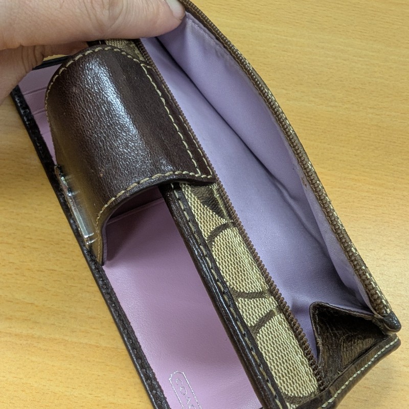 COACH 蔻馳 經典長夾 釦式皮夾女夾 (內裡紫)-6