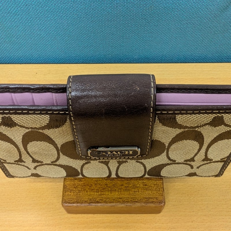 COACH 蔻馳 經典長夾 釦式皮夾女夾 (內裡紫)-7