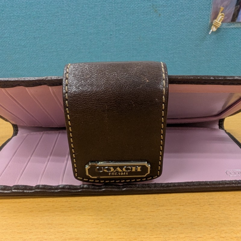 COACH 蔻馳 經典長夾 釦式皮夾女夾 (內裡紫)-9