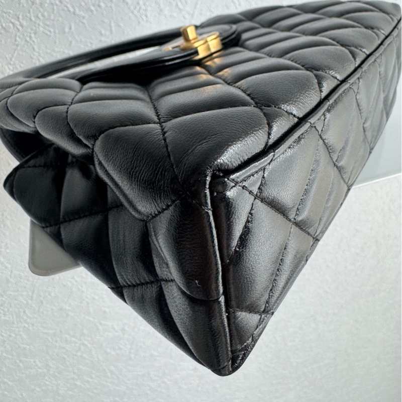 Chanel黑菱格羊皮mini kelly手提兩用包 比專櫃甜😍-7