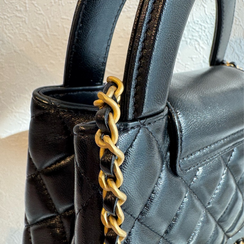 Chanel黑菱格羊皮mini kelly手提兩用包 比專櫃甜😍-23