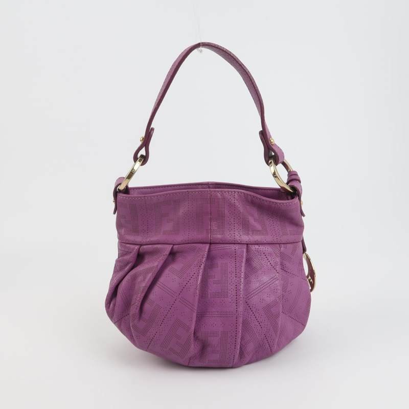 Fendi 牛皮 雙F 老花 字母 Logo 吊飾 手提包-4