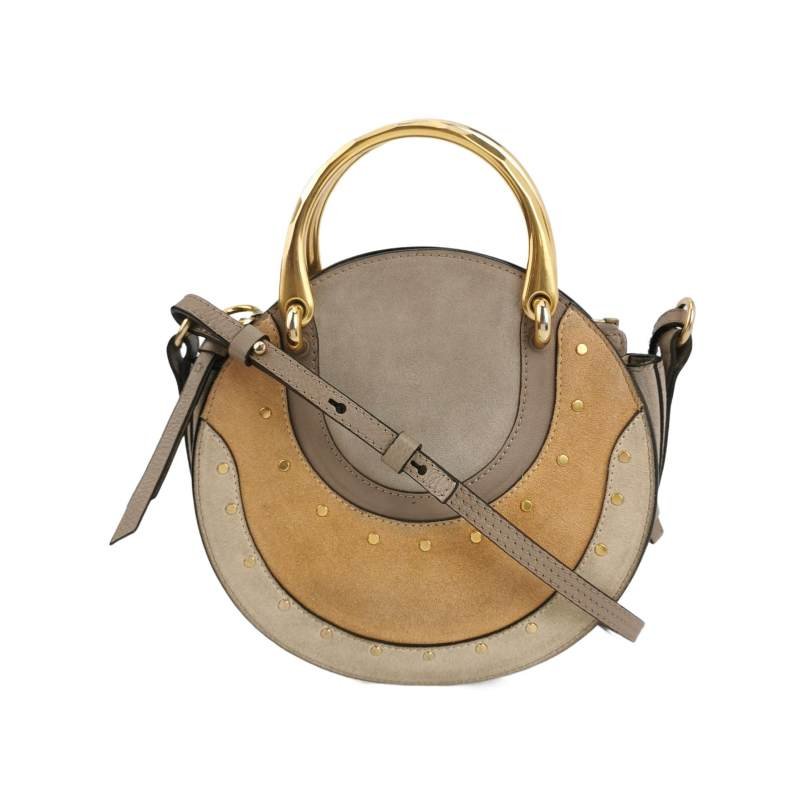 Chloe Pixie 小號 牛皮 翻毛皮 拼色 半月形 鑲片 斜挎包 單肩包-0