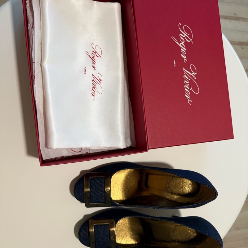 Roger Vivier藍色牛仔布材質高跟鞋，尺寸EU38-3