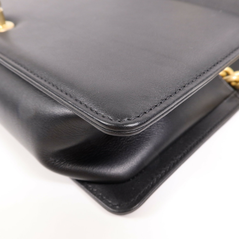 CHANEL 羊皮皮革Boy 25金扣鏈帶肩背袋-7