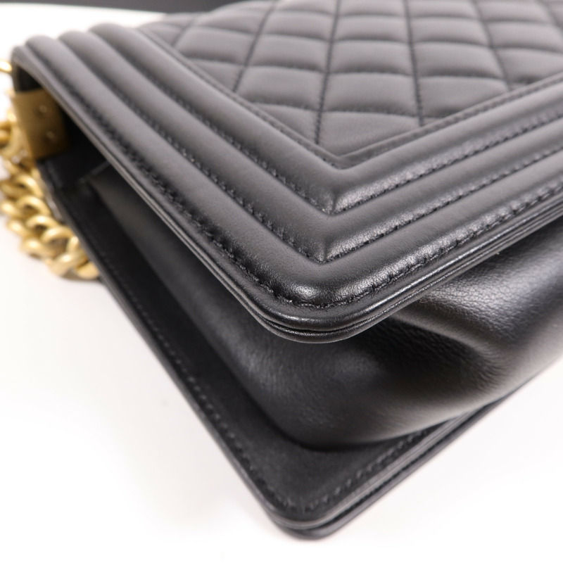 CHANEL 羊皮皮革Boy 25金扣鏈帶肩背袋-8