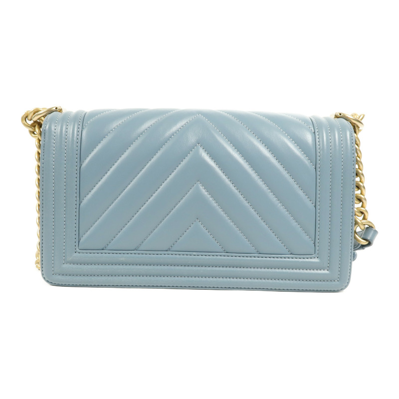 CHANEL 羊皮皮革Boy 25金扣鏈帶肩背袋-1