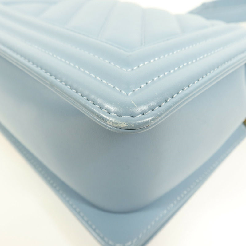 CHANEL 羊皮皮革Boy 25金扣鏈帶肩背袋-11