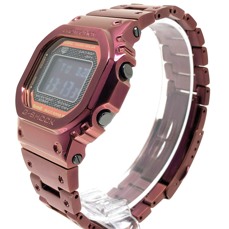 G-SHOCK CASIO GMW-B5000RD-4 手錶,全金屬,波爾多紅,電波,太陽能供電,藍牙,手機連接,LED背光,旋入式錶背,紅色。 2021年1月上市。可在三國丘店購買。-2