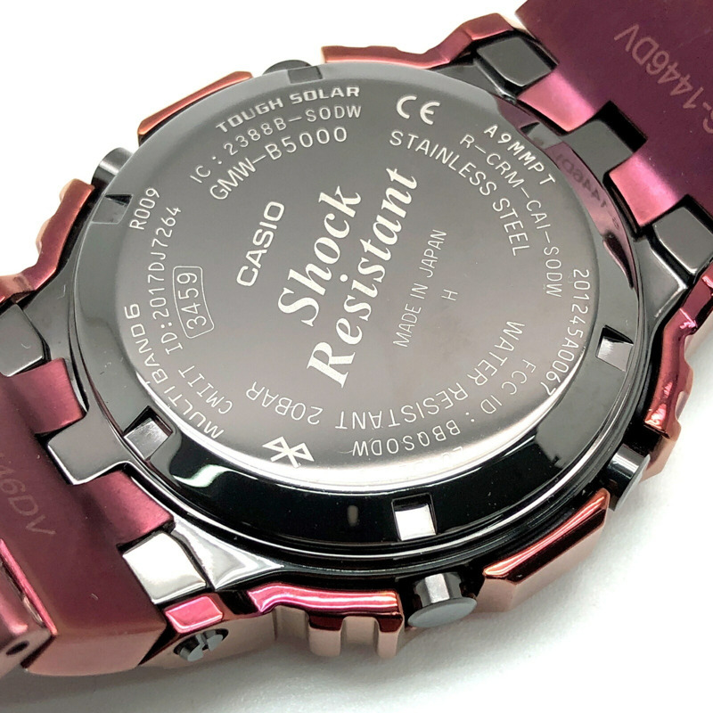 G-SHOCK CASIO GMW-B5000RD-4 手錶,全金屬,波爾多紅,電波,太陽能供電,藍牙,手機連接,LED背光,旋入式錶背,紅色。 2021年1月上市。可在三國丘店購買。-7