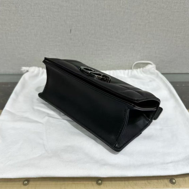 ✨ DIOR 黑色羊皮騰格紋手提斜背包 20*10*8 99新配件塵袋盒子-4