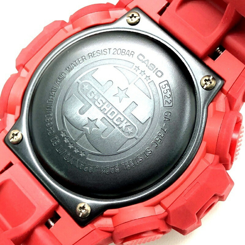 G-SHOCK CASIO GA-735C-4A 35週年紀念款紅色腕錶，霧面飾面，大錶殼，指針/數字顯示，2018年1月發售，三國丘店-7
