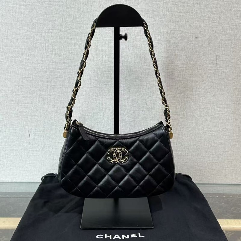 ✨CHANEL 23K黑金19bag hobo包 20*13*5 99新配件塵袋-0