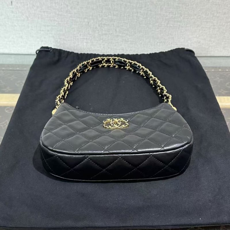 ✨CHANEL 23K黑金19bag hobo包 20*13*5 99新配件塵袋-3