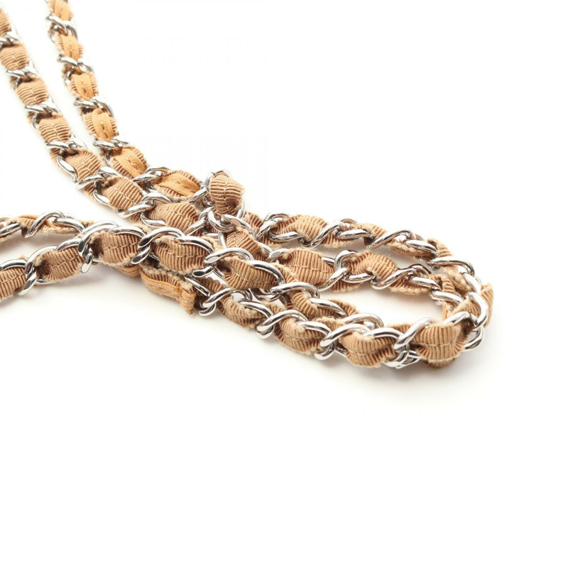 CHANEL Matelasse 鏈條單肩包 牛仔布 藍棕色 SHW 二手 女款-8