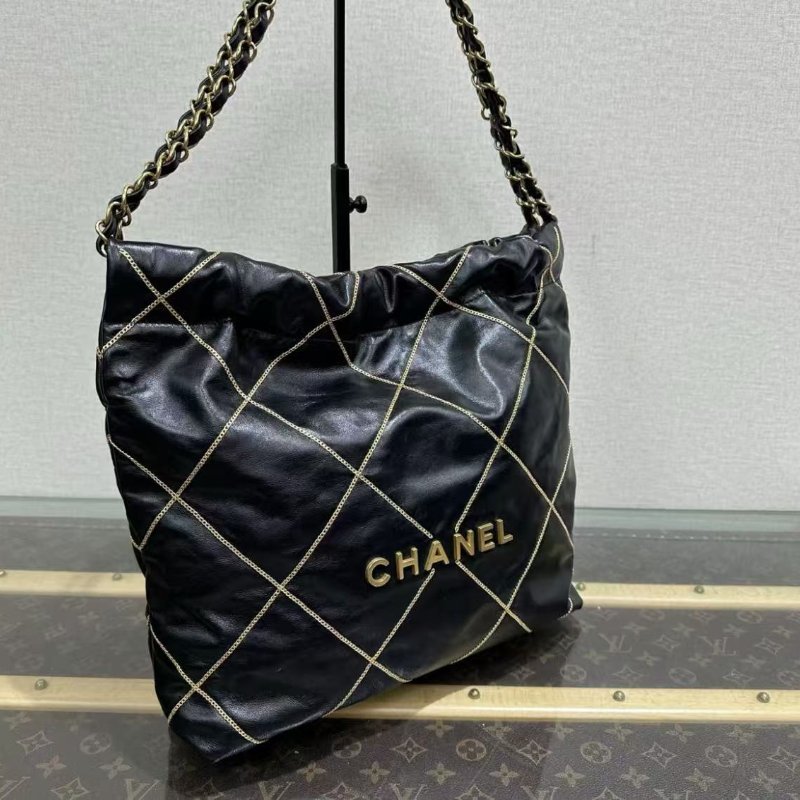 ✨CHANEL 22bag限定款金線小號子母垃圾袋 37*35*7 98新配件塵袋-1