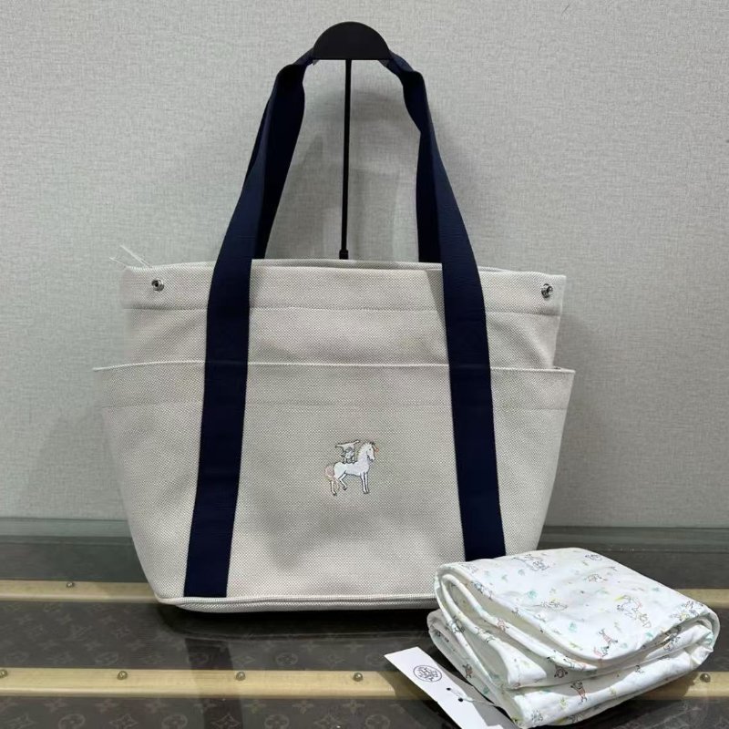 ✨HERMES Cabriole napp帆布三件套媽咪手提肩背包 37*32*18 全新閒置-0