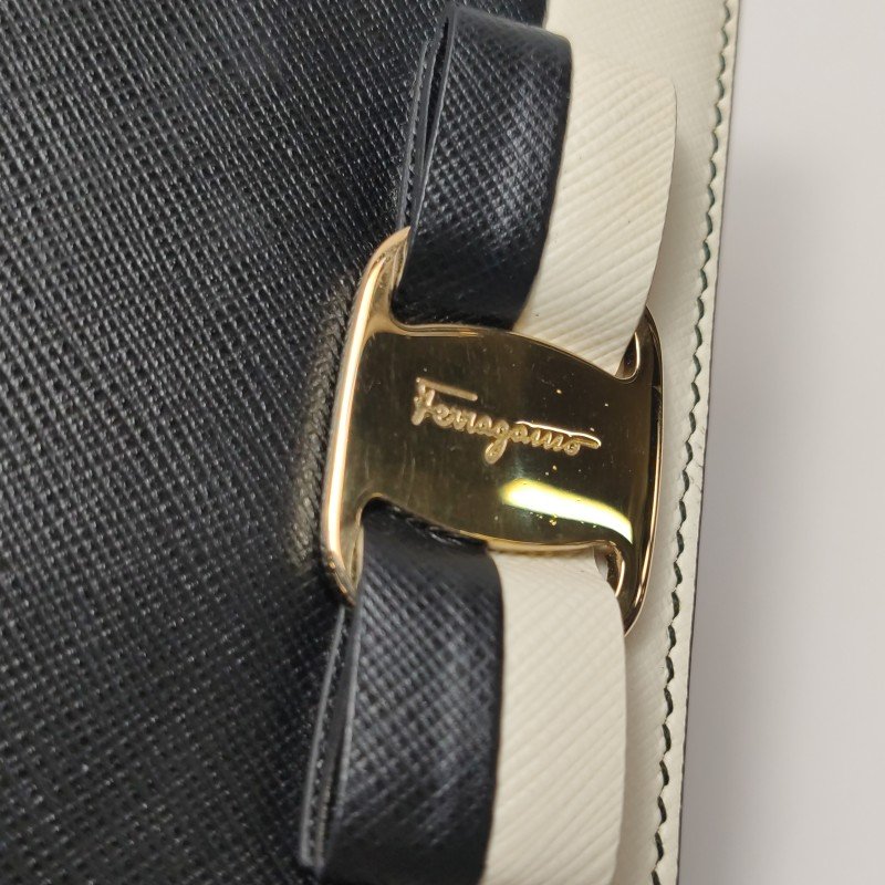 Salvatore Ferragamo Vara 牛皮 拼色 蝴蝶結 斜背包 單肩包-12